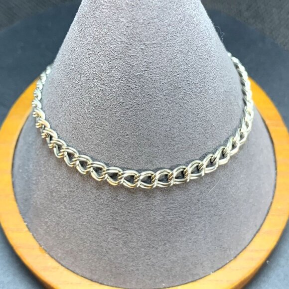 VTG Solid Sterling Silver 925 Traditional Double Link Charm Bracelet 4.5mm 7'' L - Picture 2 of 9